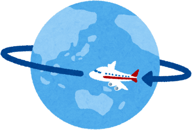 Illustration of an Airplane Circumnavigating the Globe